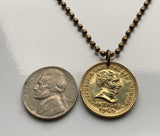 1965 Uruguay 1 Peso coin pendant necklace jewelry Sol de Mayo cerro Montevideo Salto Artigas Charrúa Villa del Cerro Punta del Este Ciudad de la Costa Paysandú Las Piedras Casabó Maldonado Melo n001596