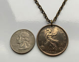 1862 United Kingdom Great Britain 1 Penny coin pendant Queen Victoria Britannia England London Manchester Birmingham Liverpool Bristol York Nottingham Scotland Ireland Wales British n003245