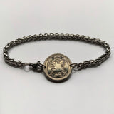 1912! Serbia Srbija 10 Para coin stainless steel wheat braided chain bracelet Serbian double headed eagle Belgrade Srbija Kosovo Yugoslavia Novi Sad Vojvodina Kragujevac Subotica Niš city Zrenjanin Nišava Nemanjić dynasty Serbs b000125