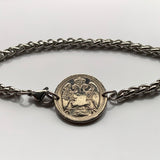 1912! Serbia Srbija 10 Para coin stainless steel wheat braided chain bracelet Serbian double headed eagle Belgrade Srbija Kosovo Yugoslavia Novi Sad Vojvodina Kragujevac Subotica Niš city Zrenjanin Nišava Nemanjić dynasty Serbs b000125