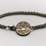 1912! Serbia Srbija 10 Para coin stainless steel wheat braided chain bracelet Serbian double headed eagle Belgrade Srbija Kosovo Yugoslavia Novi Sad Vojvodina Kragujevac Subotica Niš city Zrenjanin Nišava Nemanjić dynasty Serbs b000125