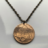 1912 Morocco Maroc 10 Mazunas coin pendant Moroccan pentagram star of David Casablanca Rabat Fez Marrakesh Chefchaouen Tetouan Salé Meknes Tangier Darija Tamazight Maghrebi Arab abjad Derdja Berber Moor Africa Barbary Hassaniya Seal of Solomon n001742