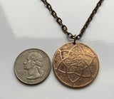 1912 Morocco Maroc 10 Mazunas coin pendant Moroccan pentagram star of David Casablanca Rabat Fez Marrakesh Chefchaouen Tetouan Salé Meknes Tangier Darija Tamazight Maghrebi Arab abjad Derdja Berber Moor Africa Barbary Hassaniya Seal of Solomon n001742