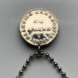 1926 Greece Hellas 1 Drachme coin pendant Hellenic Greek goddess Athena Pallas owl Athens Acropolis Thessaloniki Patras Piraeus Heraklion Larissa Volos Attica Crete Trikala Chalcis Sparta Serres Corfu Ioannina Santorini Rhodes Mykonos Macedonia n000623
