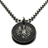 1976 Austria Osterreich 5 Groschen coin pendant necklace jewelry Austrian eagle Vienna Wien Salzburg Innsbruck Graz Linz Tyrol Villach Carinthia Sankt Polten Wels Solden Ischgl Gmunden Vorarlberg Hallstatt Styria Edelweiss Alpine Alps n000606