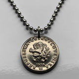 1924 Czechoslovakia 20 Haleru coin pendant Czech lion Slovak shield Prague Bratislava Bohemia Moravia Charles Bridge Karlstejn Brno Czech Silesia Kutna Hora Ostrava Plzen Karlovy Vary n000201