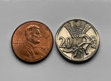 1924 Czechoslovakia 20 Haleru coin pendant Czech lion Slovak shield Prague Bratislava Bohemia Moravia Charles Bridge Karlstejn Brno Czech Silesia Kutna Hora Ostrava Plzen Karlovy Vary n000201