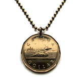 Canada 1 Dollar coin pendant necklace jewelry Canadian loon duck goose Toronto Montreal Vancouver Ottawa Gatineau Calgary Edmonton Quebec Winnipeg Hamilton Ontario Alberta British Columbia Manitoba Victoria n001229