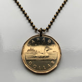 Canada 1 Dollar coin pendant necklace jewelry Canadian loon duck goose Toronto Montreal Vancouver Ottawa Gatineau Calgary Edmonton Quebec Winnipeg Hamilton Ontario Alberta British Columbia Manitoba Victoria n001229