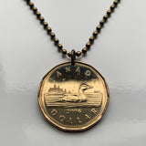 Canada 1 Dollar coin pendant Canadian LOON duck goose swimming Montreal Vancouver lake pond loonie aquatic n001229