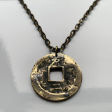 1695-1742 Korea 2 Mun cash coin pendant necklace Korean jewelry Seoul Busan Incheon Daegu Daejeon Sang Pyong Hun mint treasury Tong Bo Hangul Hanja Joseon Kingdom Baekje Goguryeo Silla asian n002133_activeA
