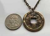 1695-1742 Korea 2 Mun cash coin pendant necklace Korean jewelry Seoul Busan Incheon Daegu Daejeon Sang Pyong Hun mint treasury Tong Bo Hangul Hanja Joseon Kingdom Baekje Goguryeo Silla asian n002133_activeA
