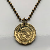 1993 Mexico 20 Centavos coin pendant necklace fashion jewelry Mexican eagle Ecatepec Guadalajara Puebla Juárez Tijuana León Monterrey Acapulco Yucatán Cancún Cuernavaca Oaxaca Jalisco Zapopan Toluca Chihuahua Morelia n003495