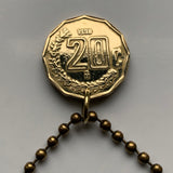 1995 Mexico 20 Centavos coin pendant necklace fashion jewelry Mexican eagle Ecatepec Guadalajara Puebla Juárez Tijuana León Monterrey Acapulco Yucatán Cancún Cuernavaca Oaxaca Jalisco Zapopan Toluca Chihuahua Morelia n003495