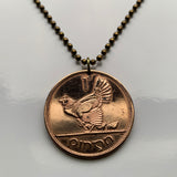 1968 Ireland Éire 1 Penny coin pendant necklace jewelry Irish Celtic Harp Cláirseach hen & chicks chicken rooster Dublin Cork Limerick Galway Waterford Drogheda Connacht Leinster Swords Gaels Guinness n000252