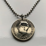 1948 El Salvador 5 Centavos coin pendant necklace jewelry Francisco Morazan Santa Ana Soyapango San Miguel Santa Tecla Mejicanos Apopa Ahuachapán Ilopango Colón Tonacatepeque Opico Zacatecoluca n001464