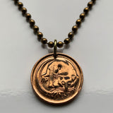1981 Australia 1 Cent coin pendant necklace jewelry Feather-tailed Glider flying pygmy mouse Gliding Possum phalanger Sydney Queensland Victoria Canberra Brisbane Perth Gold Coast New South Wales Southern Cross n000077
