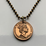 1988 Australia 1 Cent coin pendant necklace jewelry Feather-tailed Glider flying pygmy mouse Gliding Possum phalanger Sydney Queensland Victoria Canberra Brisbane Perth Gold Coast New South Wales Southern Cross n000077