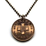 1972 Malta 1 Cent coin pendant George Cross medal World War 2 dolphinfish Valletta Birkirkara St. Paul's Bay Qormi Città Pinto Hompesch San Pawl il-Bahar Saint John Paola Victoria Gozo Comino Rabat the Blue Lagoon Mosta Cominotto Fort Saint Elmo n001508