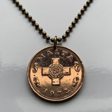 1972 Malta 1 Cent coin pendant George Cross medal World War 2 dolphinfish Valletta Birkirkara St. Paul's Bay Qormi Città Pinto Hompesch San Pawl il-Bahar Saint John Paola Victoria Gozo Comino Rabat the Blue Lagoon Mosta Cominotto Fort Saint Elmo n001508