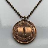 1972 Malta 1 Cent coin pendant George Cross medal World War 2 dolphinfish Valletta Birkirkara St. Paul's Bay Qormi Città Pinto Hompesch San Pawl il-Bahar Saint John Paola Victoria Gozo Comino Rabat the Blue Lagoon Mosta Cominotto Fort Saint Elmo n001508