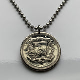 1981 Dominican Republic 25 Centavos coin pendant necklace jewelry escudo Dominicano Santo Domingo Santiago Punta Cana Cibao La Vega Puerto Plata San Cristóbal La Romana Boca Chica Ciudad Colonial San Pedro Macorís n000125