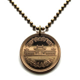Japan Nippon Nihon 10 Yen coin pendant Phoenix Amida Hall Byodoin Buddhist temple Uji Kyoto Amitābha buddha statue Tendai-shū Jōdo-shū sect Pure Land Buddhism Mahāyāna Buddhist monk Hōnen Kamakura Period Tokyo Nara Keihanshin Osaka Kobe Kansai n000052