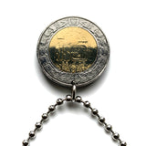 Mexico 5 Pesos coin pendant Mexican eagle aguila Mexicana Ecatepec Juárez Culiacán Jalisco Cuernavaca Oaxaca Tijuana Veracruz Toluca Chiapas Pachuca Guadalajara Morelia Hidalgo Yucatán Monterrey Puebla Cancún León Aztecas Acapulco Durango Zócalo n000397