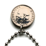 1953 Haiti 5 Cent coin pendant Haitian flags cannons palm trees Paul Magloire Port-au-Prince Cap-Haïtien Carrefour Delmas Pétion-Ville Port-de-Paix Croix des Bouquets Jacmel Léogâne Cayes Citadelle Laferrière Sans-Souci Minot Artibonite Gonaïves n003705