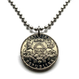 1992 Latvia Latvija 1 Lats coin pendant necklace red lion silver griffin salmon Riga Daugavpils Liepāja Jelgava Jūrmala Ventspils Livonian Letts Semigalia Rēzekne Ogre Selonia Rēzekne Valmiera Vidzeme Latgale Kurzeme Latgalia Courland Zemgale n003715