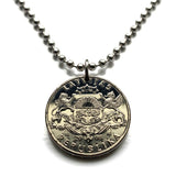 1992 Latvia Latvija 1 Lats coin pendant necklace red lion silver griffin salmon Riga Daugavpils Liepāja Jelgava Jūrmala Ventspils Livonian Letts Semigalia Rēzekne Ogre Selonia Rēzekne Valmiera Vidzeme Latgale Kurzeme Latgalia Courland Zemgale n003715