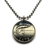 1992 Latvia Latvija 1 Lats coin pendant necklace red lion silver griffin salmon Riga Daugavpils Liepāja Jelgava Jūrmala Ventspils Livonian Letts Semigalia Rēzekne Ogre Selonia Rēzekne Valmiera Vidzeme Latgale Kurzeme Latgalia Courland Zemgale n003715