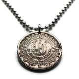 1946 Mexiko 10 Centavos Münzanhänger Halskette Schmuck Aztekischer Sonnensteinkalender Piedra Sol Zócalo Tonatiuh Gottheit Xiuhpōhualli San Angel Tonalpohualli Tijuana Mexica Moctezuma Tenochtitlan n001108