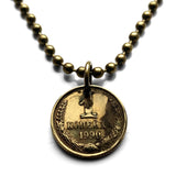 1975 UdSSR CCCP Sowjetunion Kommunistisches Russland 1 Kopeken Münze Anhänger Halskette Schmuck Sozialist Moskau Sankt Petersburg Bolschewiken Wladimir Lenin Stalin Karl Marx Februarrevolution Genossen Hammer und Sichel n001876