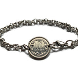2015 Poland Polska 10 Groszy coin rolo link steel bracelet jewelry white Polish eagle Warsaw Krakow Wroclaw Lodz Poznan Gdansk Szczecin Bydgoszcz Lublin Poles Polans Polonia Białystok Katowice Gdynia Czestochowa Radom Lechitic Zakopane b000134