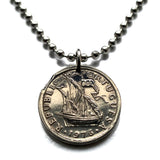 1981 Portugal 2-1/2 Escudos coin pendant Portuguese caravela ship Quinas Lisboa Porto Braga Sintra Faro Coimbra Funchal Aveiro Guimarães Ponta Delgada Faro Ourique Mirandese Lagos Fatima n000091