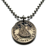 1981 Portugal 2-1/2 Escudos coin pendant Portuguese caravela ship Quinas Lisboa Porto Braga Sintra Faro Coimbra Funchal Aveiro Guimarães Ponta Delgada Faro Ourique Mirandese Lagos Fatima n000091