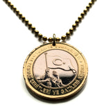 2016 Turkey Türkiye 1 Lira coin pendant Turkish flag coup attempt In memory of 15th July martyrs & veterans Istanbul Ankara Marmaris Mardin n003891