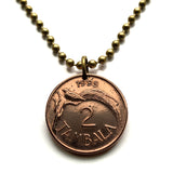 1995 Malawi Nyasaland Rhodesia 2 Tambala coin pendant necklace jewelry Malawian African Long-tailed Paradise Whydah Bird sparrow Lilongwe Blantyre Mzuzu Zomba Nyasaland Bantu Mount Mulanje n002902