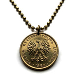 1988 Poland Polska 5 Zlotych coin pendant necklace white Polish eagle Warsaw Krakow Poznan Wroclaw Lodz Polak Polans Poles Polonia Lublin Katowice Zakopane Oswiecim Kolobrzeg Bialystok Lechitic Kashubian language Gdansk Szczecin Bydgoszcz Slavs n001160