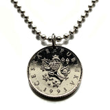 1993 Tschechische Republik 1 Koruna Münze Anhänger Halskette Schmuck Tschechischer Löwe Prag Brünn Böhmen Mähren Schlesien Ostrava Plzeň Liberec Karlsbrücke Olomouc Ústí nad Labem Kutná Hora Český Krumlov Budějovice n001295