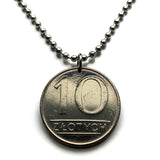 1988 Poland Polska 10 Zlotych coin pendant white Polish eagle Warsaw Krakow Wroclaw Lodz Poznan Gdansk Szczecin Bydgoszcz Lublin Poles Polans Polonia Bialystok Katowice Gdynia Czestochowa Radom Lechitic Zakopane Oswiecim Kolobrzeg Kashubians n003735