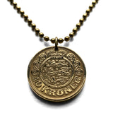 1989 Denmark Danmark 10 Kroner coin pendant Danish blue lions Copenhagen Danes Aarhus Odense Aalborg Scandinavian Nordic Esbjerg Randers Kolding Zealand Funen Faroese Vendsyssel-Thy Jutland Vikings Norsemen Hillerød Roskilde Syddanmark Aabenraa n001708