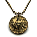 1940 Italy 10 Centesimi coin pendant World War 2 era Savoy shield Rome Florence Milan Venice Napoli Verona Torino Assisi Capri Siena Ferrara Ancona Palermo Cagliari Perugia Bergamo Parma Ragusa Salerno Pisa Matera Sorrento Trento Capri Bari n000547