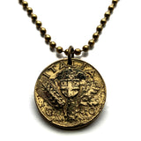 1940 Italy 10 Centesimi coin pendant World War 2 era Savoy shield Rome Florence Milan Venice Napoli Verona Torino Assisi Capri Siena Ferrara Ancona Palermo Cagliari Perugia Bergamo Parma Ragusa Salerno Pisa Matera Sorrento Trento Capri Bari n000547