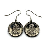 2015 Bahamas 5 Cents coin earrings Bahamian pineapple Nassau Andros Exuma & Cays Junkanoo Rose Beach Rum Cay Paradise Island Pineapple Fest Gregory Town Blue Lagoon Lucayan New Providence Eleuthera Grand Bahama Gold Rock Coco Plum Cabbage Beach e000589