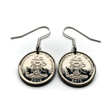 2015 Bahamas 5 Cents coin earrings Bahamian pineapple Nassau Andros Exuma & Cays Junkanoo Rose Beach Rum Cay Paradise Island Pineapple Fest Gregory Town Blue Lagoon Lucayan New Providence Eleuthera Grand Bahama Gold Rock Coco Plum Cabbage Beach e000589