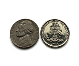 2015 Bahamas 5 Cents coin earrings Bahamian pineapple Nassau Andros Exuma & Cays Junkanoo Rose Beach Rum Cay Paradise Island Pineapple Fest Gregory Town Blue Lagoon Lucayan New Providence Eleuthera Grand Bahama Gold Rock Coco Plum Cabbage Beach e000589