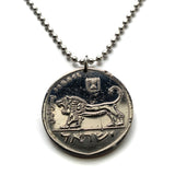 1979 Israel 5 Lirot coin pendant necklace jewelry Jewish Lion of Judah Seal of Shema Jeroboam Jerusalem Tel Aviv menorah Hebrew Haifa Rishon LeZion Petah Tikva Yiddish Bar Kochba Yehudim Nazareth Star of David n002169