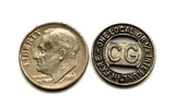 1946 Coral Gables Miami Dade Florida 1 Local 1/2 Interurban Fare transit token pendant Train Streetcar Trolley Metrobus Miracle Mile Ponce de León Boulevard Douglas Road University station Tamiami Trail Coral Way Biltmore Way Segovia St Bird Road n003774